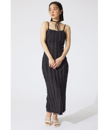 フリンジタイトニットワンピース