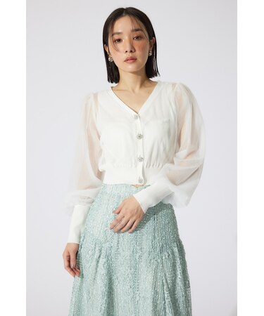 チュールドッキングシアーニットカーディガン