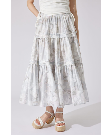 ウエストシャーリングタックデザインフレアスカート