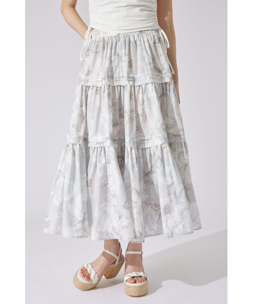 ウエストシャーリングタックデザインフレアスカート