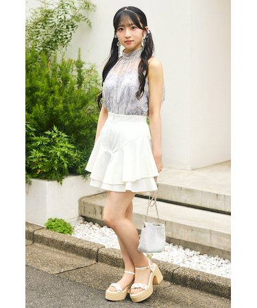【AKB48 秋山由奈さん着用】レイヤードヘムコルセットスコートショートパンツ