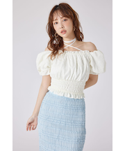 【AKB48 千葉恵里さん着用】メニーウェイシャーリングショートブラウス