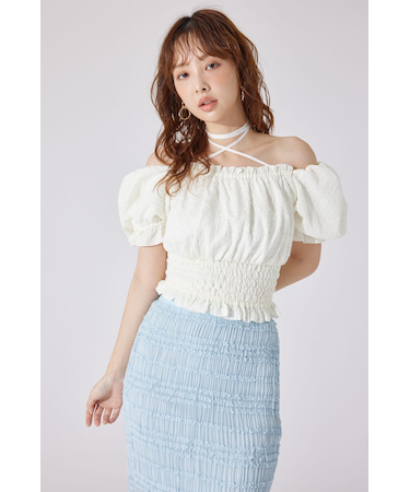 【AKB48 千葉恵里さん着用】メニーウェイシャーリングショートブラウス