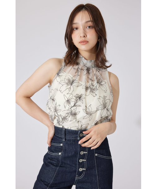 【AKB48 秋山由奈さん着用】エンブロイダリーチュールブラウス