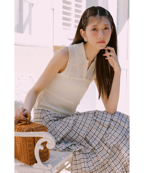 marigoldsさん専用２　1000 AKB48 千葉恵里さん着用】スキッパークロシェニットトップス