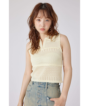 【AKB48 千葉恵里さん着用】スキッパークロシェニットトップス