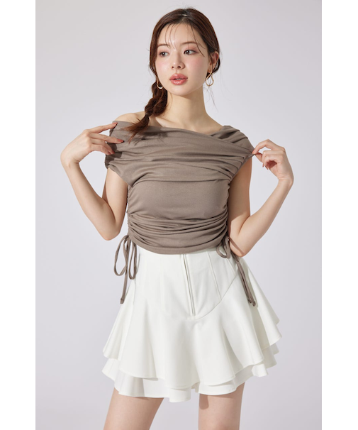 カシュクールサイドドロストトップス