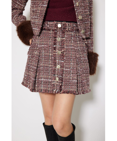 Aラインツイードスコートショートパンツ