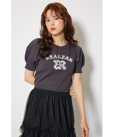 ジャガードロゴニットトップス