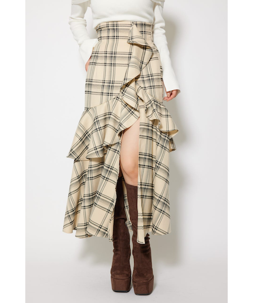 シャギーボレロロングチェックワンピース｜ワンウェイの通販｜&mall