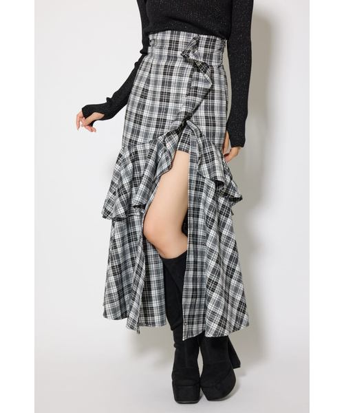 rienda チェックフリルスリットスコートショートパンツ チェックフリルスリットスコートショートパンツ｜リエンダの通販