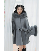 ウールMIXフードポンチョコート