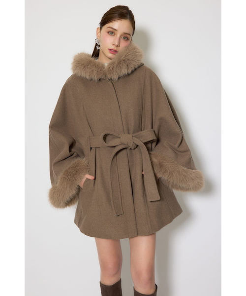 ウールMIXフードポンチョコート｜リエンダの通販｜&mall（アンドモール