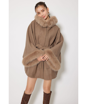 ウールMIXフードポンチョコート