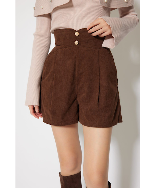 デザインウエストコーデュロイショートパンツ