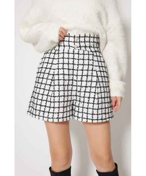 デザインウエストツイードショートパンツ