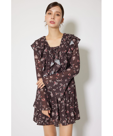 フリルフレアミニワンピース