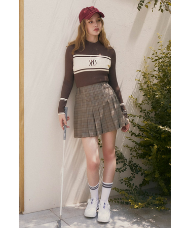 【一部店舗・WEB限定】【RIENDA GOLF】グレンチェックプリーツスカート