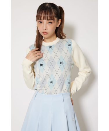 【一部店舗・WEB限定】【RIENDA GOLF】アーガイルジャガードニットトップス