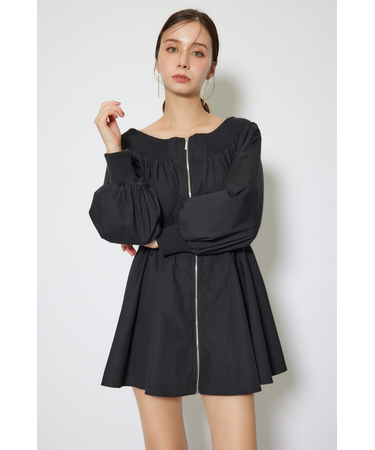 MA-1オフショルロングスリーブミニワンピース