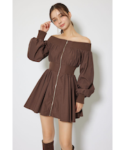 MA-1オフショルロングスリーブミニワンピース