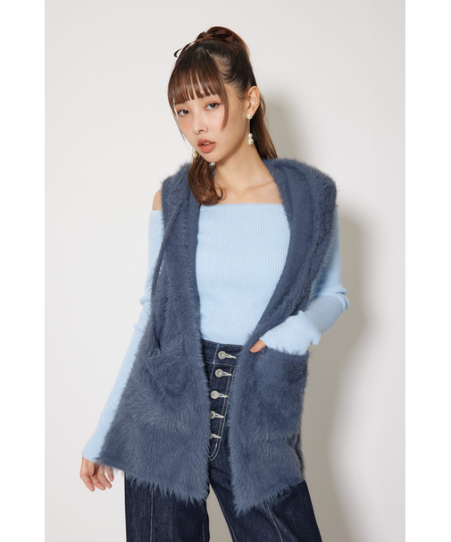 フード付きシャギーストール