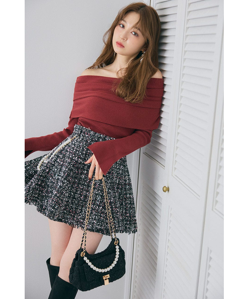 ツイードフレアスコートショートパンツ