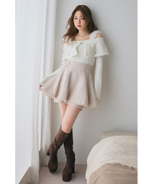 ツイードフレアスコートショートパンツ