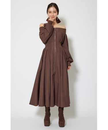 MA-1オフショルロングスリーブワンピース