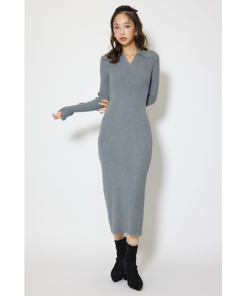 スキッパーニットワンピース