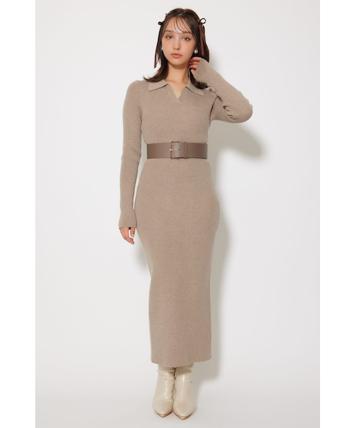 スキッパーニットワンピース