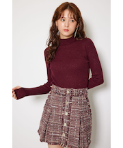 サムホール付きウォッシャブルハイネックニットトップス