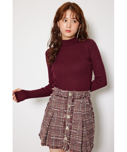 サムホール付きウォッシャブルハイネックニットトップス