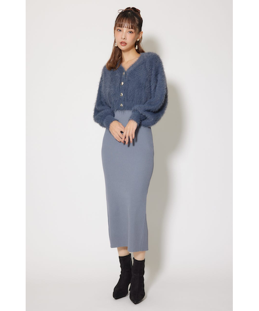 シャギーカーデセットワンピース