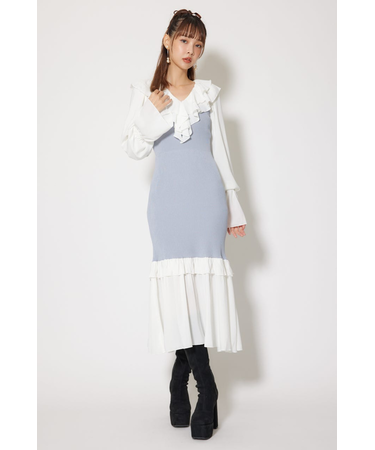 ダブルフリルコンビニットワンピース