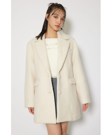 シングルシャギーテーラードジャケットコート