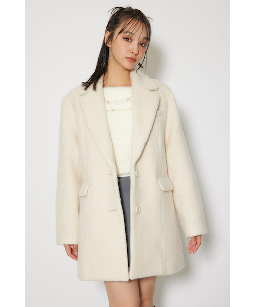 シングルシャギーテーラードジャケットコート