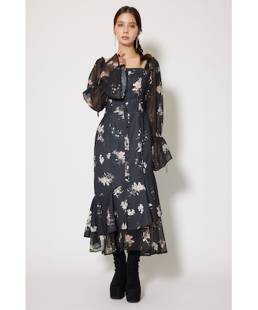 ビスチェパターンアシンンメトリーマーメイドワンピース