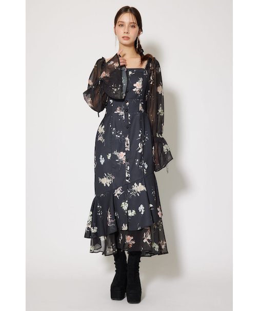 ビスチェパターンアシンンメトリーマーメイドワンピース