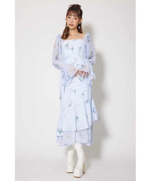 ビスチェパターンアシンンメトリーマーメイドワンピース