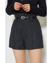 ベルト付きピンタックショートパンツ