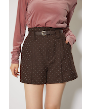 ベルト付きピンタックショートパンツ