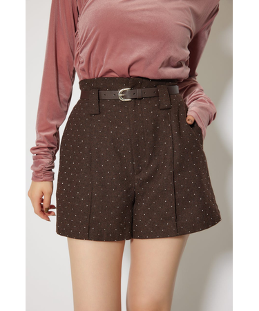 ベルト付きピンタックショートパンツ