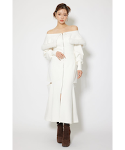 フェイクファー付きカッティング裏起毛ワンピース