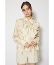 2WAYフリルフラワーブラウス