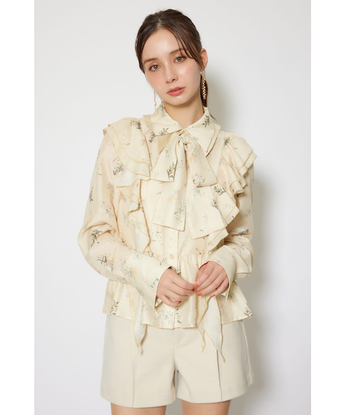 2WAYフリルフラワーブラウス