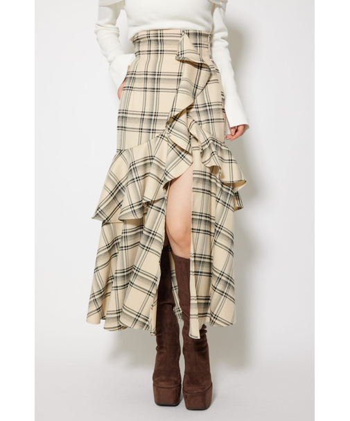 フリルスリットハイウエストスコートショートパンツ