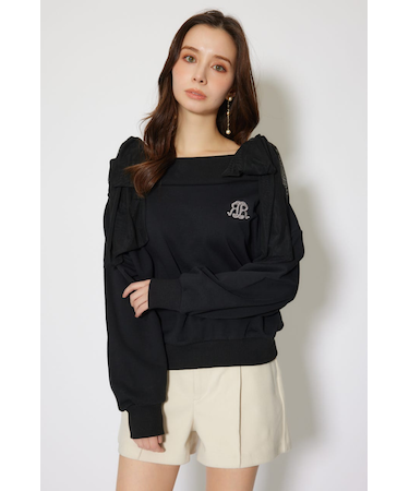 2WAYチュールオフショルスウェットトップス