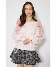 2WAYチュールオフショルスウェットトップス