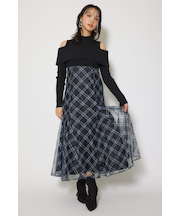 ドッキングオフショルニットフレアワンピース